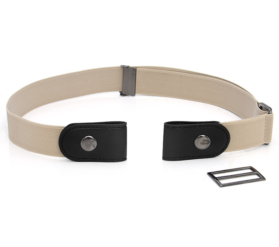 Leather Slim Stretch Invisible Belt Jeans Simple Joker Men and Women Lazy Belt