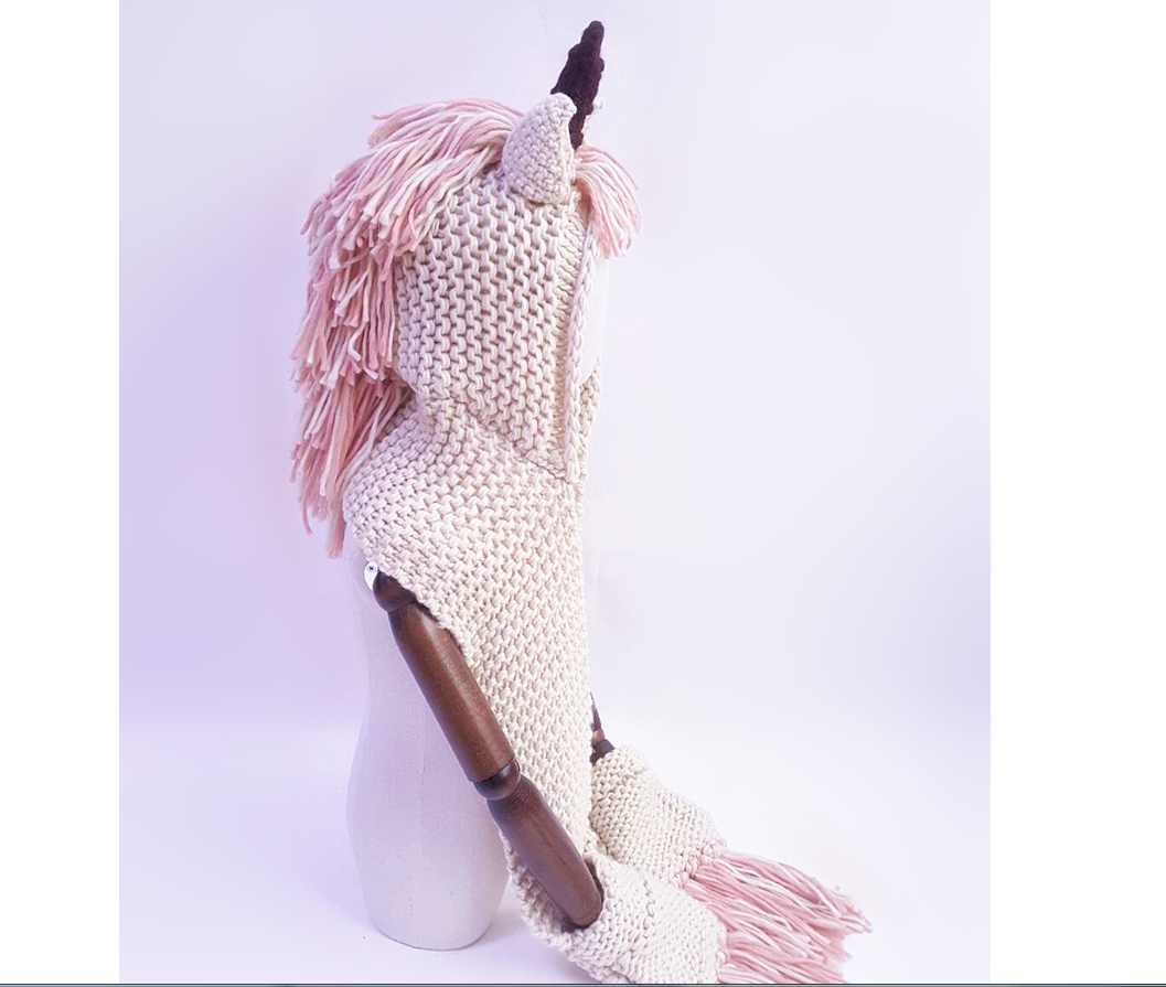 Children's Unicorn Hat Wool Crochet Cape Cap Europe and America Creative Scarf Handmade Child Cartoon Hat Autumn Winter Men and Women