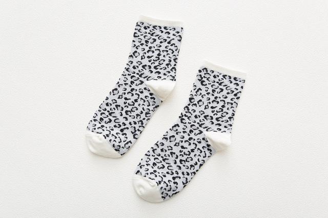 Leopard Dalmatian Black White Cotton Socks