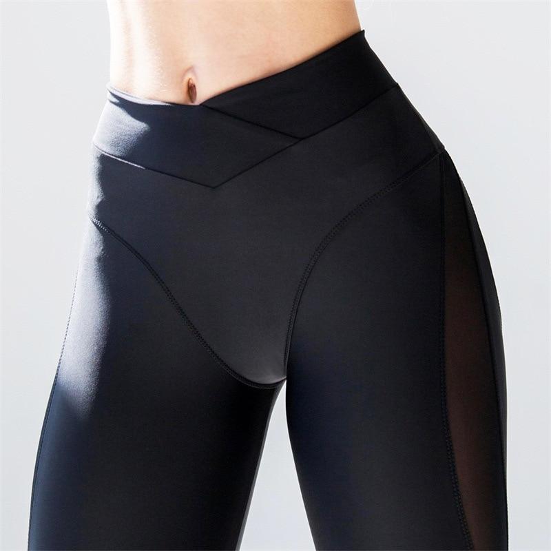 2020 New Arrival Sexy Mesh Solid Stretchy Sporting Leggings Women Booty Legins Elastic Waist Fitness Push Up Leggins Mujer