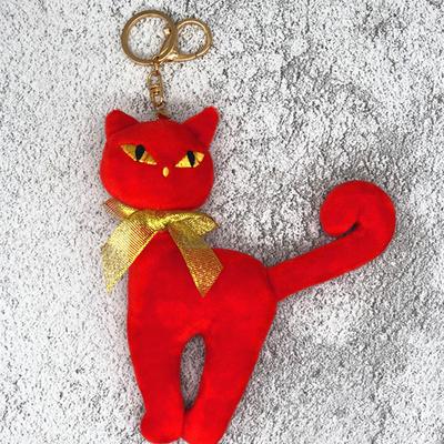 Golden bow gray cat black cat cat plush doll car key ring rex rabbit hair ball bag pendant