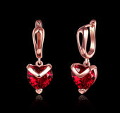 Heart-shaped zircon earrings Rose gold hypoallergenic earrings