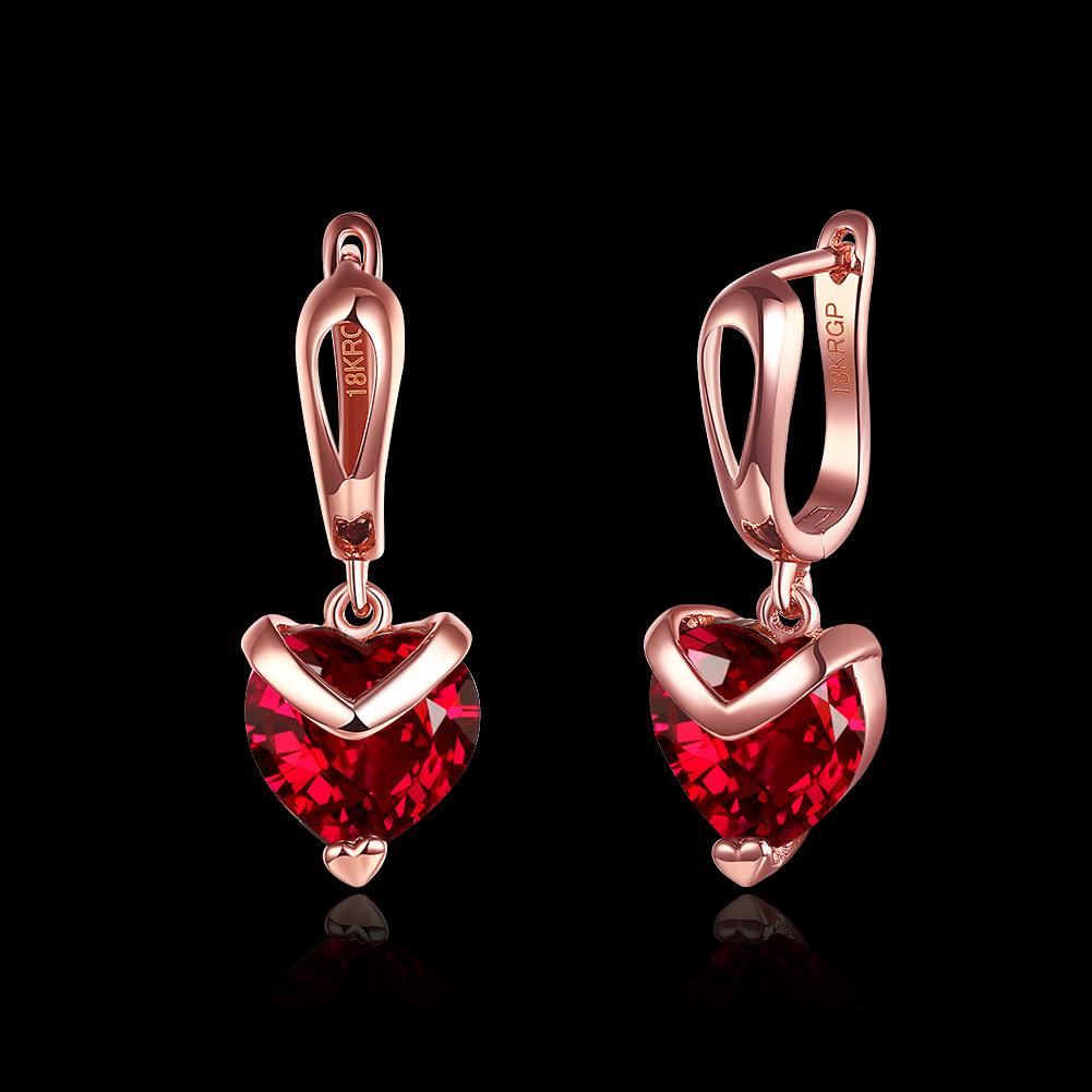Heart-shaped zircon earrings Rose gold hypoallergenic earrings