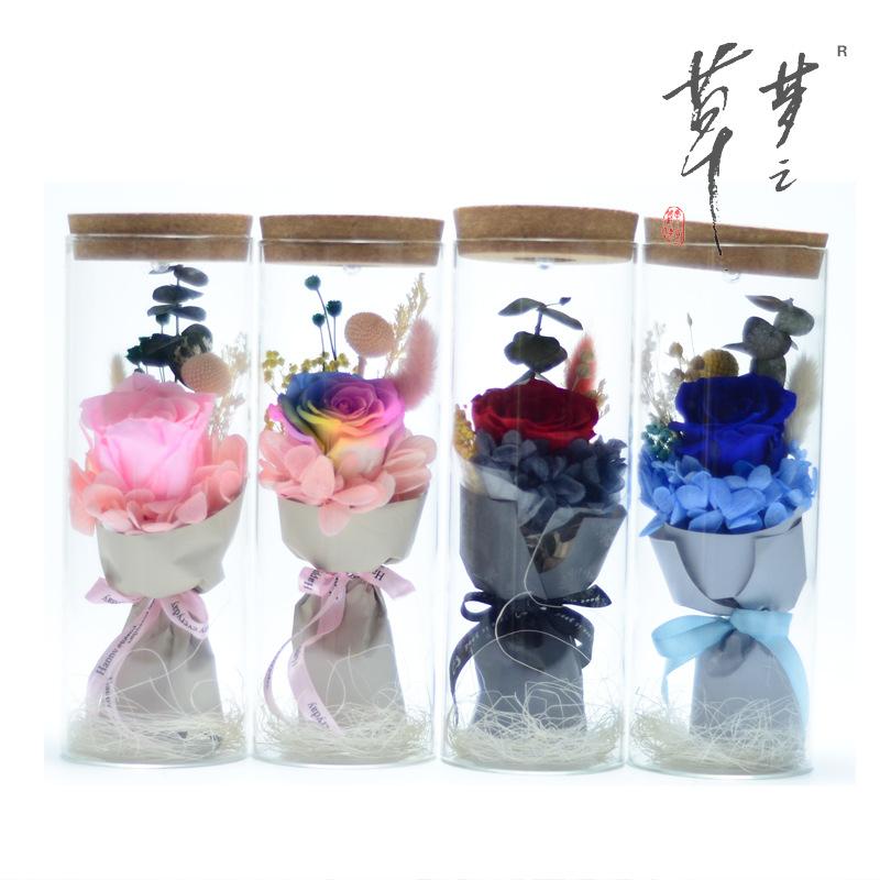 Eternal Roses Drifting Bottles Wishing Bottles Colorful Lights 38 Sections Gifts Creative Birthday Glass Cover