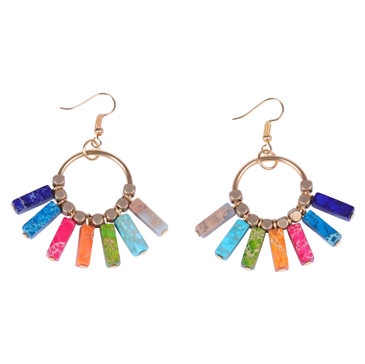 Bohemian stone Earrings 7 Color Energy Stone Yoga Earrings
