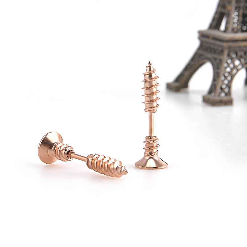 Titanium steel screw earrings