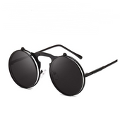 Round frame flip sunglasses