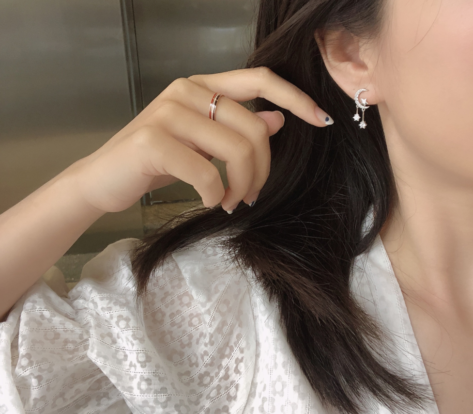 Star moon tassel earrings