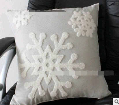Cotton Embroidered Flower Snowflake Christmas Series Pillow Cushion Cover