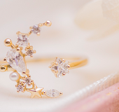 Moon Pentagon Zircon 925 Silver-plated  Ring