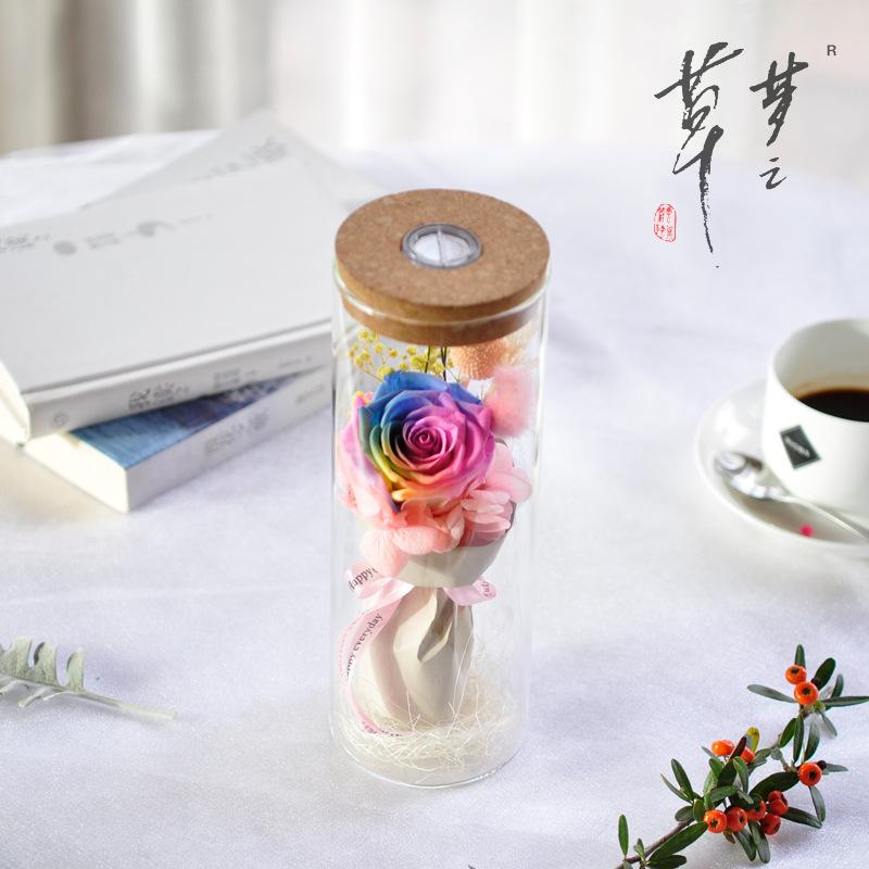 Eternal Roses Drifting Bottles Wishing Bottles Colorful Lights 38 Sections Gifts Creative Birthday Glass Cover