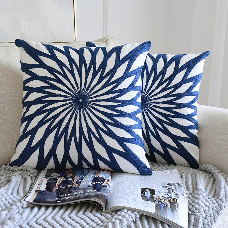 Blue and white embroidered waist pillowcase