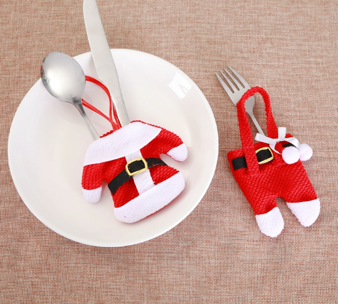 6 pcs New Year Holder Chirstmas Cutlery Knife Fork Cutlery Set Trousers Skirt 2020 Navidad Christmas Christmas Decorations for Home