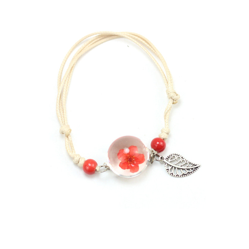 Pulsera Bola De Cristal Flor Seca