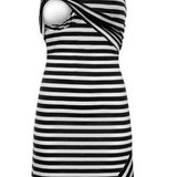 Striped dress breastfeeding skirt