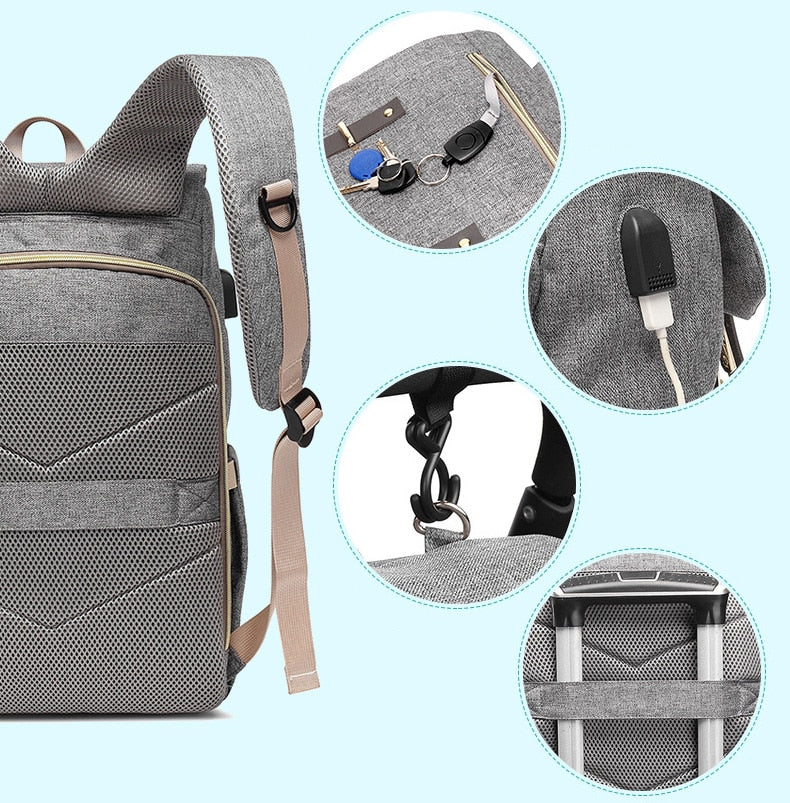 Mochila Papá Y Mamá Kit De Bebe Con Calentador De Biberón