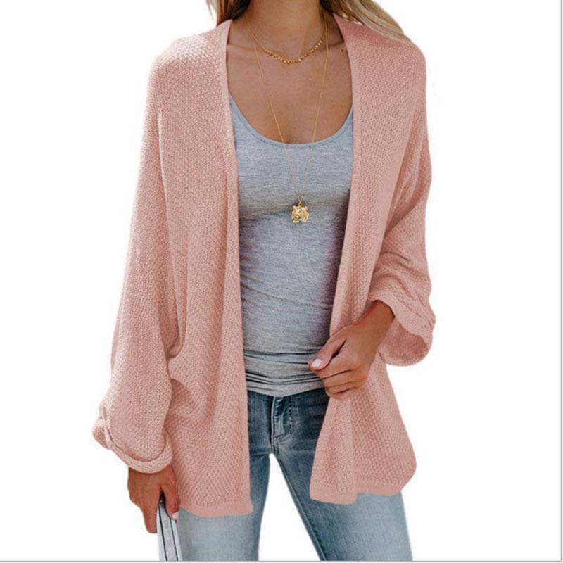 Autumn and winter  ins fashion solid color loose knit cardigan sweater women's jacket