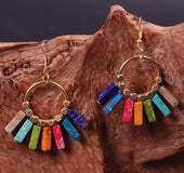 Bohemian stone Earrings 7 Color Energy Stone Yoga Earrings