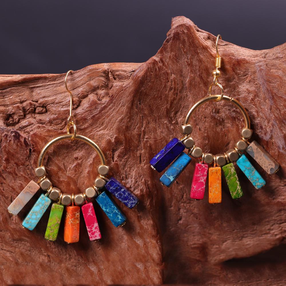 Bohemian stone Earrings 7 Color Energy Stone Yoga Earrings