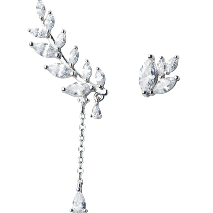 925 Silver Earrings sdiamond leaves leaves
