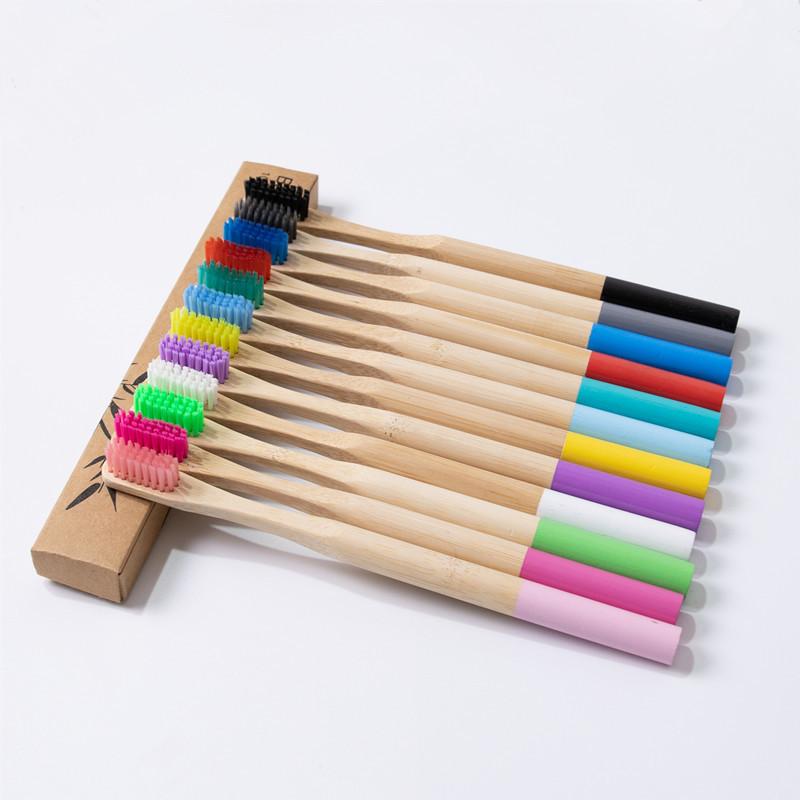 Round Bamboo Toothbrush with Natural Bamboo Handle
