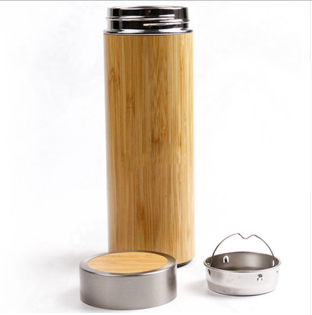 Termo de Bambú 360 ml Vaso de Acero Inoxidable