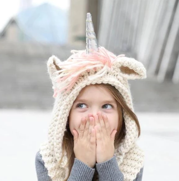 Children's Unicorn Hat Wool Crochet Cape Cap Europe and America Creative Scarf Handmade Child Cartoon Hat Autumn Winter Men and Women