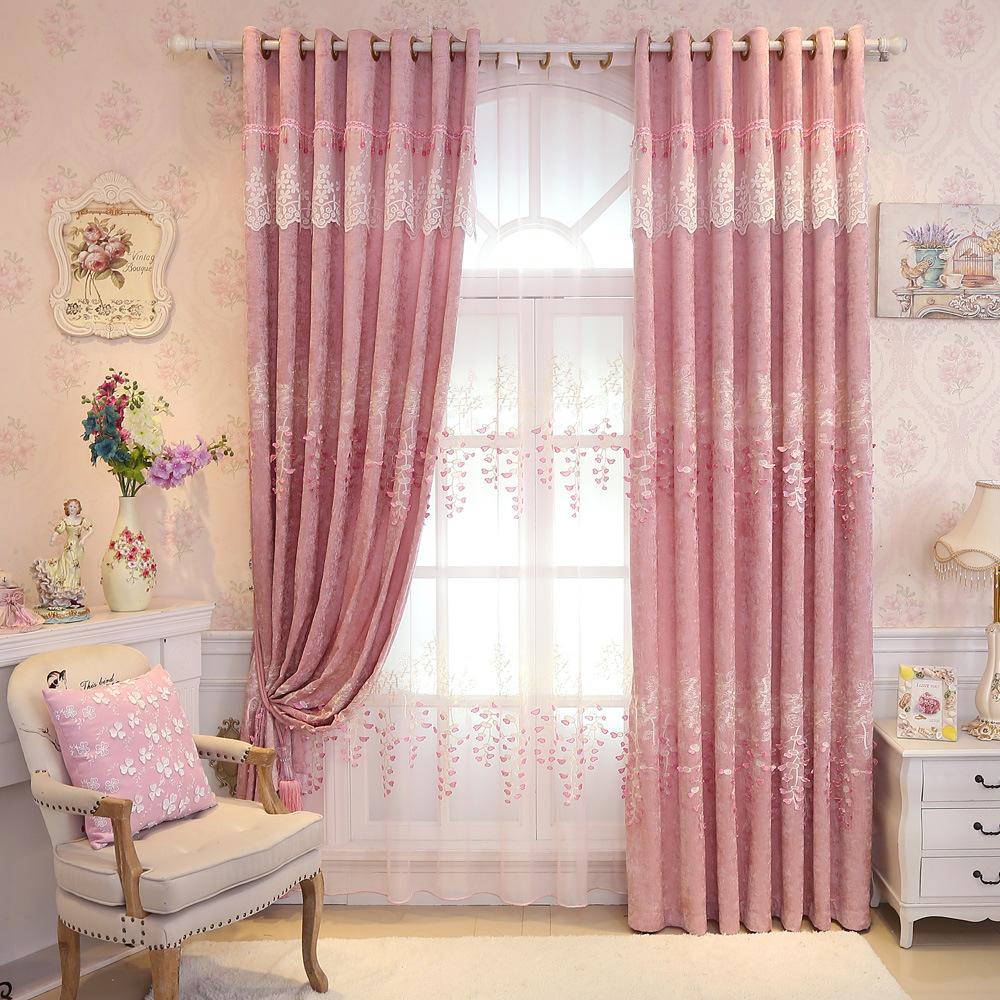 Embroidery curtain fabric, chenille curtains bedroom relief finished Buu pastoral brand cloth