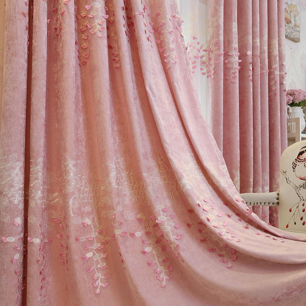 Embroidery curtain fabric, chenille curtains bedroom relief finished Buu pastoral brand cloth