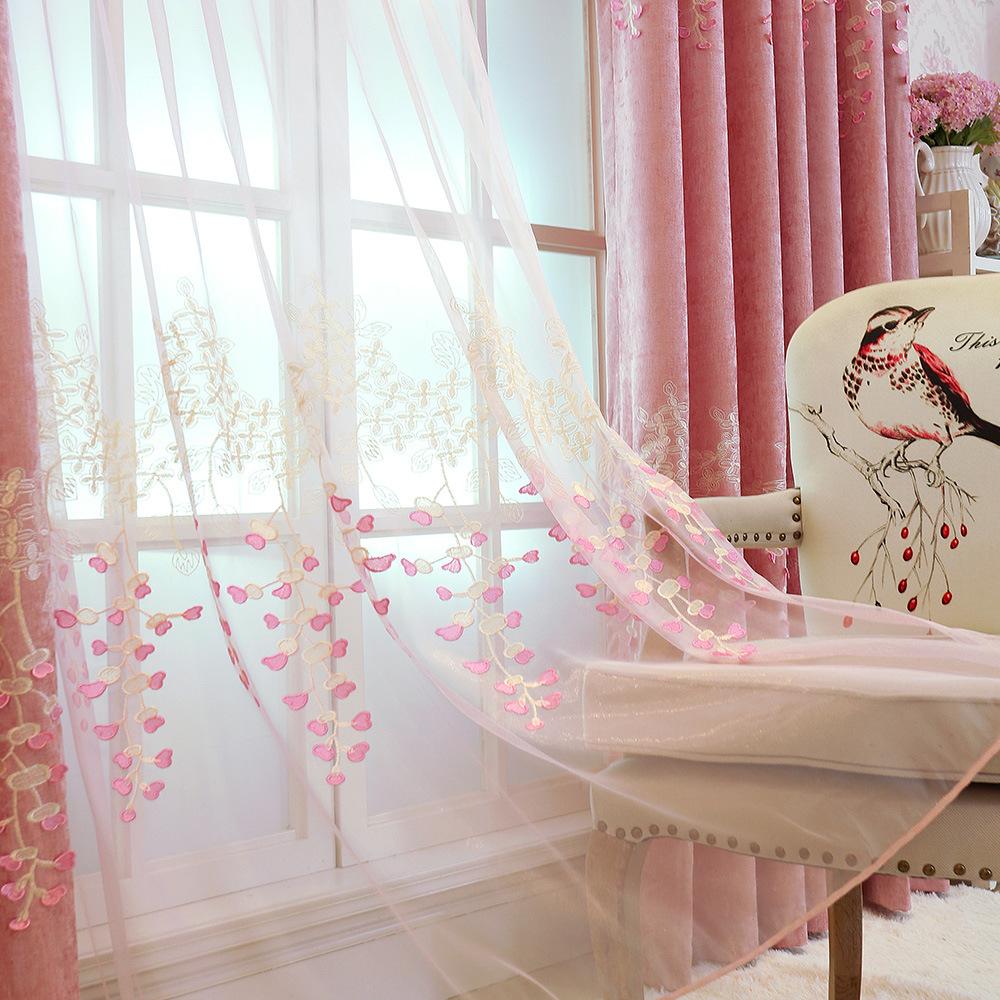 Embroidery curtain fabric, chenille curtains bedroom relief finished Buu pastoral brand cloth