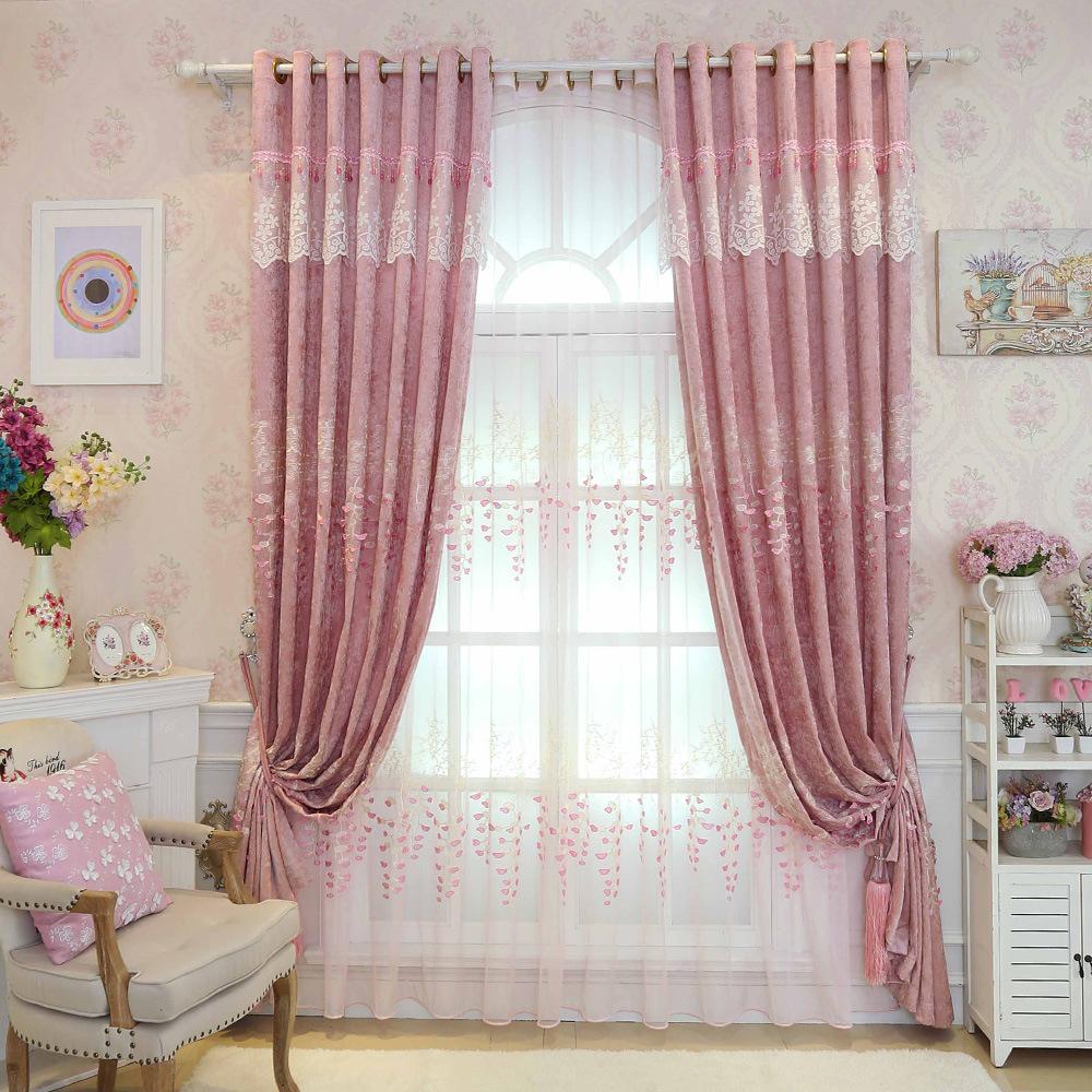 Embroidery curtain fabric, chenille curtains bedroom relief finished Buu pastoral brand cloth