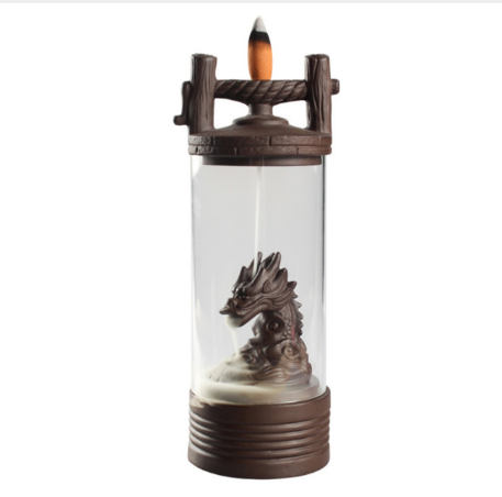 Auspicious Dragon Smoke Backflow Incense Burner Glass