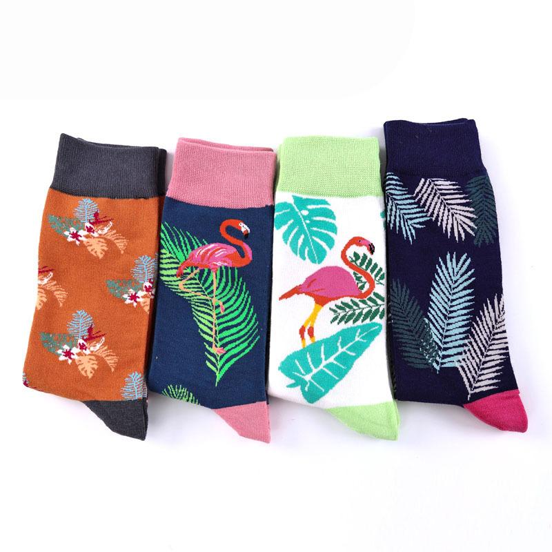 Crane flamingo cotton tube men's socks