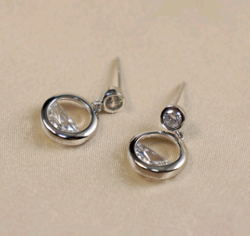 S925 hollow semi-circular zircon earrings fashion wild trend women's sterling silver jewelry