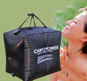 Portable solar hot water bag with shower bag