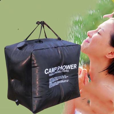 Portable solar hot water bag with shower bag