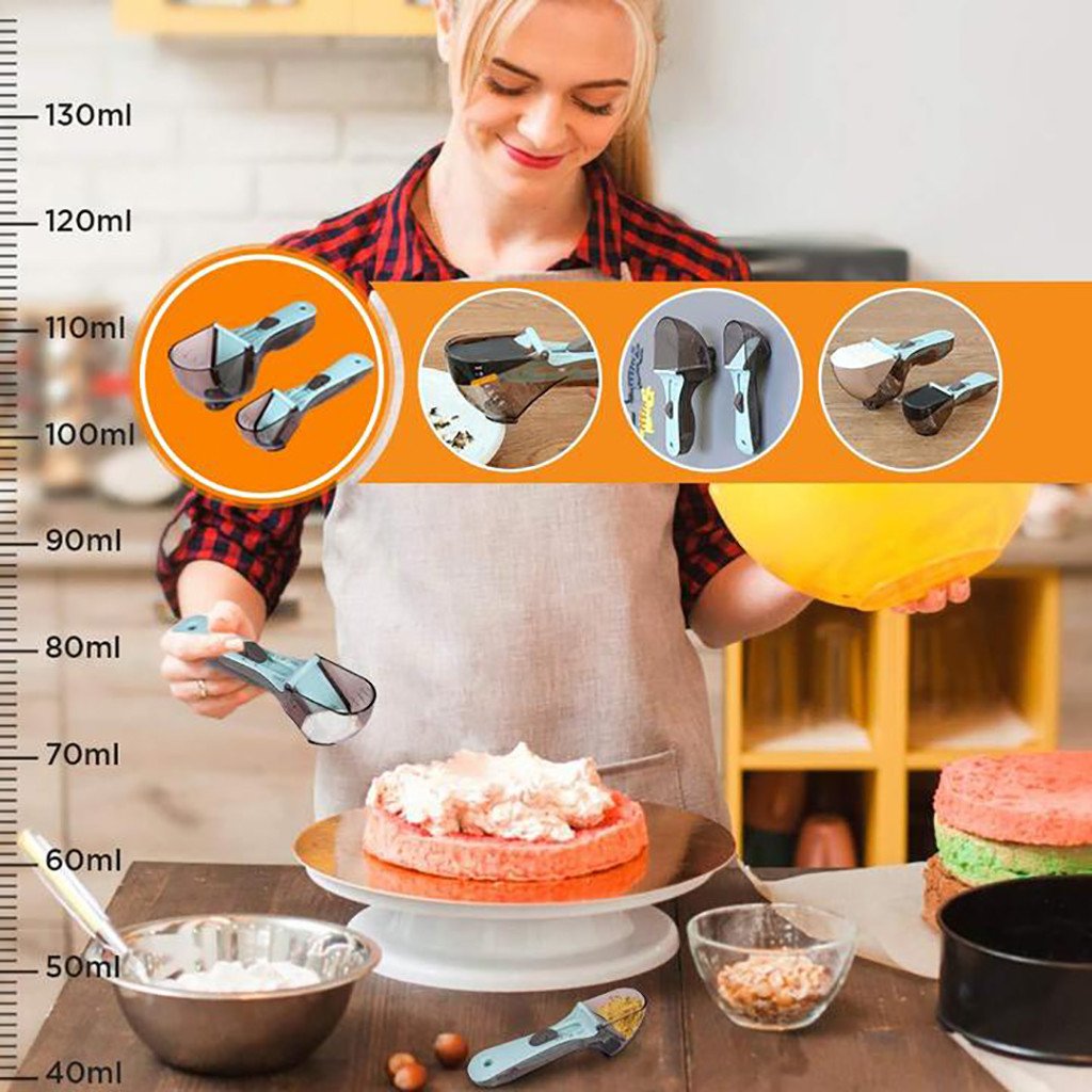 Adjustable Measuring Cups and Spoons 2 Piece Sets