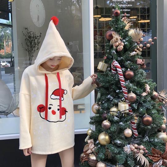 Korean version of Christmas pattern hooded sweater