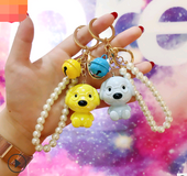 Creative ABS plating puppy key ring ring pendant pearl bracelet car bag couple jewelry ornaments