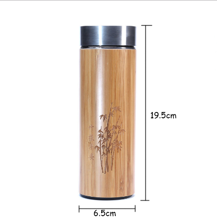 Termo de Bambú 360 ml Vaso de Acero Inoxidable
