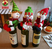 Christmas decorations, Santa Claus, red wine, red wine, champagne, wine bottle and bar dining room decoration
