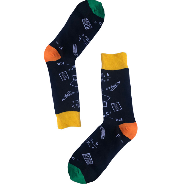 Geometric stockings, contrast color men's cotton socks