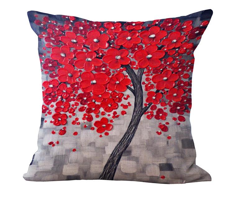 Oil painting cotton and linen pillowcase