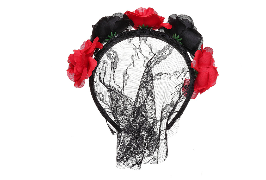 rose flower lace veil Halloween headband party Christmas day headband