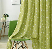 Rattan leaf cotton and linen embroidery half blackout curtain