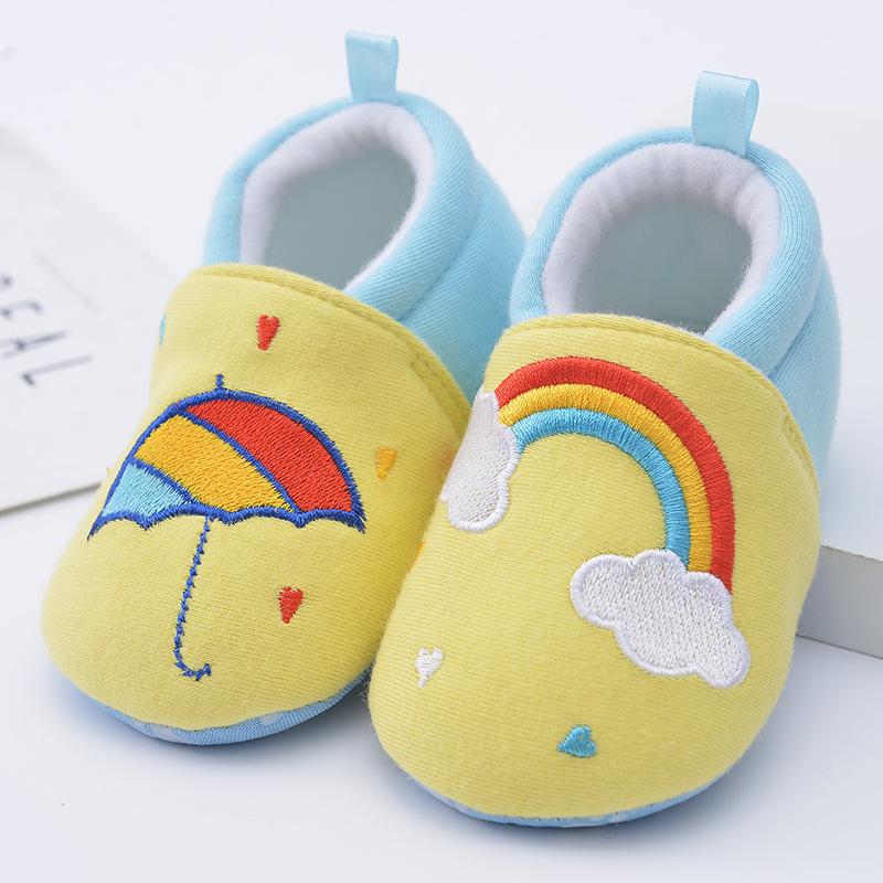 Baby Toddler 2020 autumn new creative rainbow shoes, cotton soft soles, 0-1 year old baby shoes