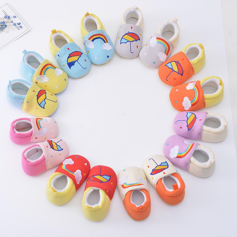 Baby Toddler 2020 autumn new creative rainbow shoes, cotton soft soles, 0-1 year old baby shoes