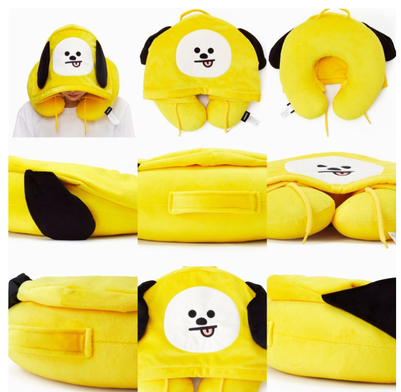 Cartoon hooded U-shaped pillow Travel neck pillow