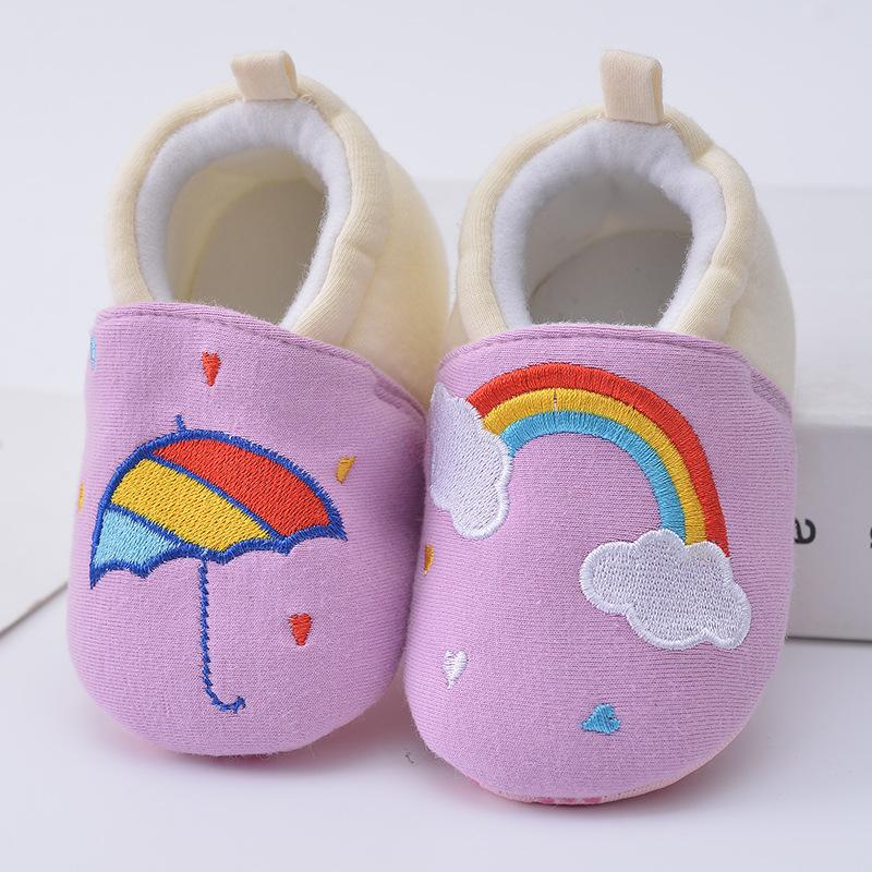 Baby Toddler 2020 autumn new creative rainbow shoes, cotton soft soles, 0-1 year old baby shoes