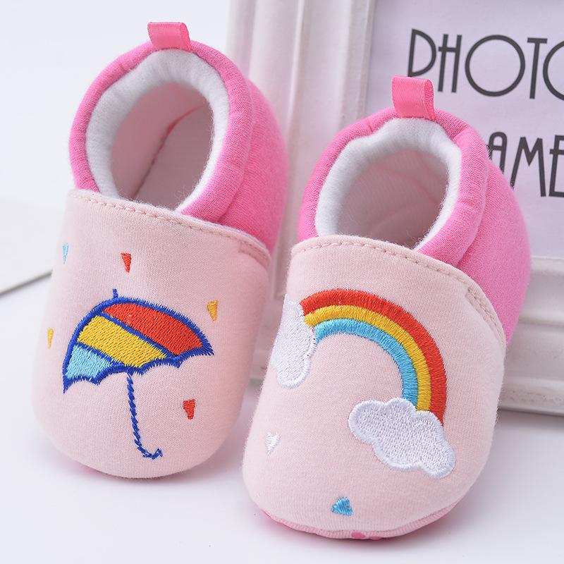 Baby Toddler 2020 autumn new creative rainbow shoes, cotton soft soles, 0-1 year old baby shoes